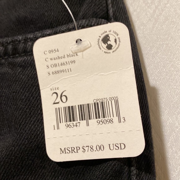 New We the Free Maggie, mid rise straight button fly destructed black jeans #L - Picture 6 of 7